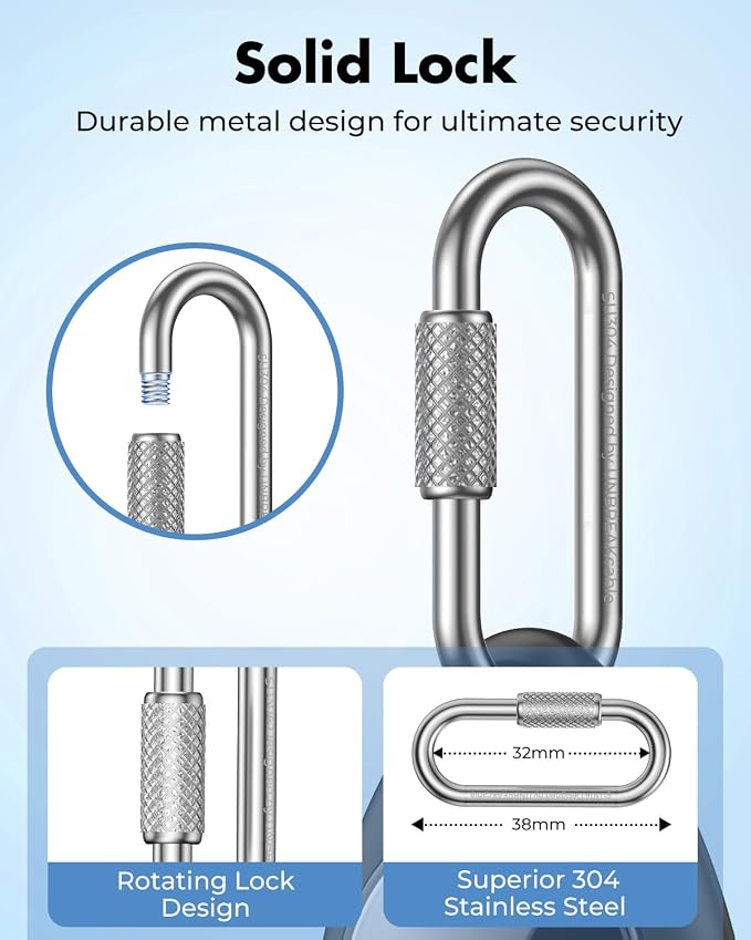 UNBREAKcable for AirTag Holder Case with Professional Carabiner, 4 Pack | Waterproof, Shockproof, Hold Securely, Easy to Install, Protective AirTag Keychain for Keys, Pets, Luggage-Trans Blue&Black