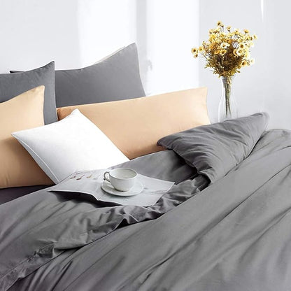 FLXXIE Pillow Cases Queen, Soft Microfiber Pillow Covers with Envelope Closure, Wrinkle Resistant Pillowcases, 2 Piece Set, 20x30, Dark Grey