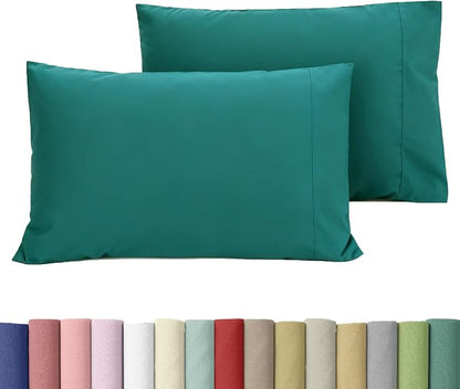 WINLIFE King Pillowcases Set of 2, 100% Cotton King Pillow Cases 2, 20×36 inches Envelope Closure, Soft and Breathable Pillow Cover, Dark Teal
