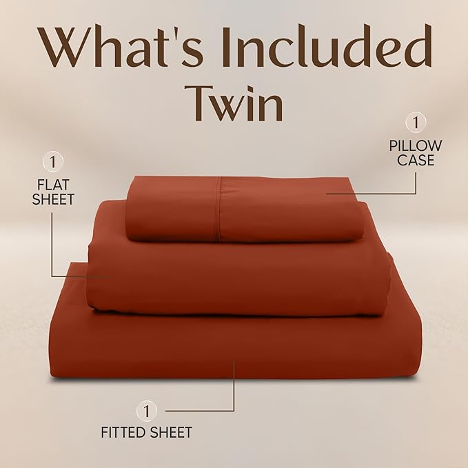 Utopia Bedding Twin Sheet Set – 3 Piece Bed Sheets for Twin Size Bed, Soft and Breathable Microfiber, Includes 1 Fitted Sheet, 1 Flat Sheet and 1 Pillowcase – OekoTex (Orange)