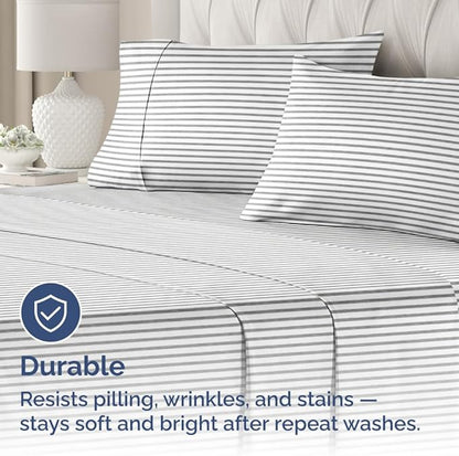 King Standard Pillow Cases Set of 2 - Ultra-Soft Hotel Quality Pillowcase Covers - Comfy, Cozy & Fade Free - Wrinkle Resistant - Machine Washable Pillow Protectors - 2 Piece Set - Grey Stripes 2