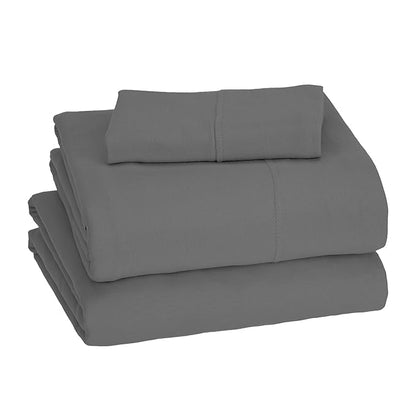 Amazon Basics 3 Piece Bed Sheet Set, 100% Cotton Jersey, Includes Super Soft, Flat and Fitted Sheets, Pillowcase, Toddler, Dark Gray, Solid
