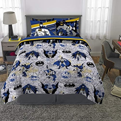 Franco Kids Bedding Super Soft Comforter and Sheet Set with Sham, 7 Piece Full Size, Batman
