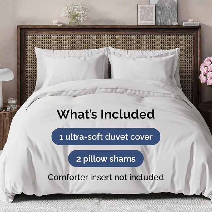 Duvet Cover Oversized Queen Size Set - Extra Soft Oversized Queen Duvet Cover with 2 Pillow Shams - Hotel Luxury, Easy Care & Fade Free w/ Zipper Closures & Ties - Comfy and Breathable (French Grey)