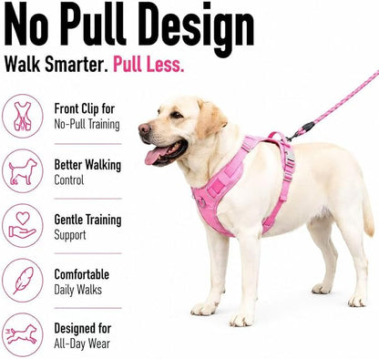 No Pull Dog Harness with Built-in Hidden AirTag & GPS Tracker Holder, Reflective Adjustable Escape-Proof Vest Harness for Small & Medium Dogs (Hot Pink, M)