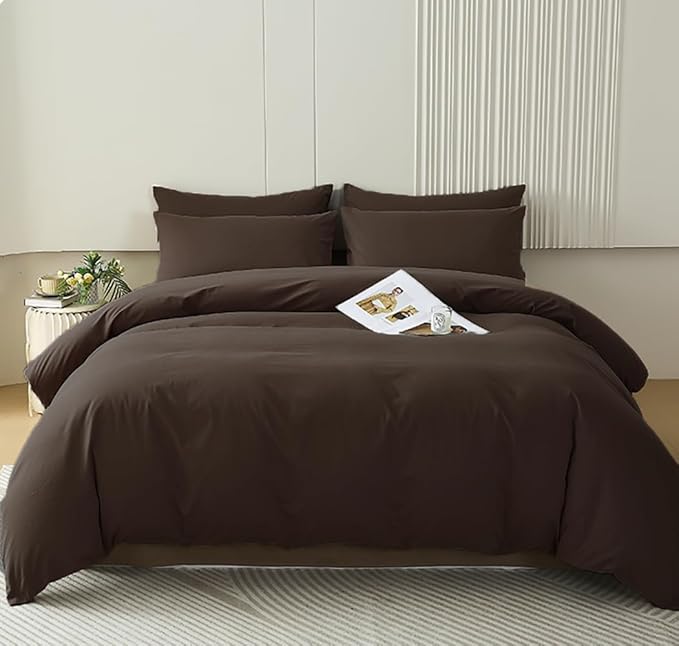 Houseri Brown Comforter Set Twin Mocha Coffee Color Bedding Comforter Sets Twin Size for Boys Girls Kids Soft Comfy Chocolate Brown Bed Comforters Vintage Dark Color Warm Dorm Quilt Blanket Twin 3PCS