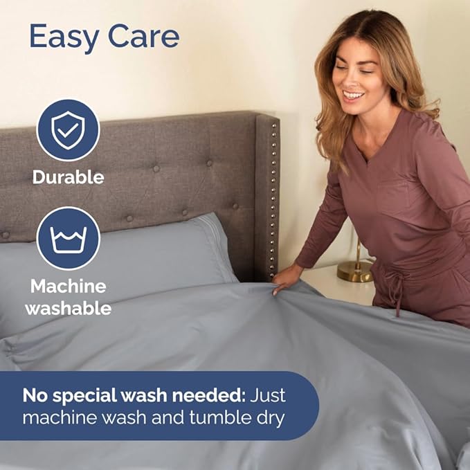 Bulk Case Pack of 16 Sheet Sets - (16) Complete Twin Size Sheet Sets with Deep Pockets - Wholesale Bulk Bedding for Hotels, Spas & Airbnbs - Breathable, Cooling and Wrinkle Free - (Twin, Steel Blue)