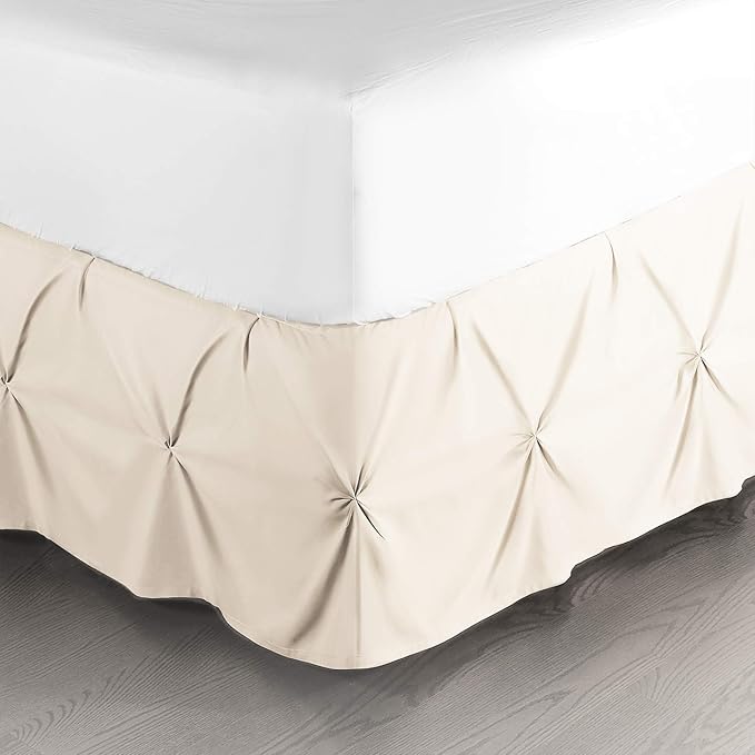 Nestl Beige Cream Bed Skirt Twin Size, Pinch Pleat Twin Bed Skirt, 14" Inch Drop Twin Bedskirt, Hotel Quality Beige Cream Bed Skirts, Microfiber Bedskirt for Twin Bed, Beige Cream Twin Bed Skirt