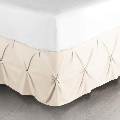 Nestl Beige Cream Bed Skirt Twin Size, Pinch Pleat Twin Bed Skirt, 14" Inch Drop Twin Bedskirt, Hotel Quality Beige Cream Bed Skirts, Microfiber Bedskirt for Twin Bed, Beige Cream Twin Bed Skirt