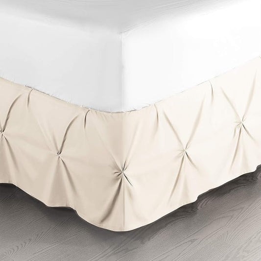 Nestl Beige Cream Bed Skirt Twin Size, Pinch Pleat Twin Bed Skirt, 14" Inch Drop Twin Bedskirt, Hotel Quality Beige Cream Bed Skirts, Microfiber Bedskirt for Twin Bed, Beige Cream Twin Bed Skirt