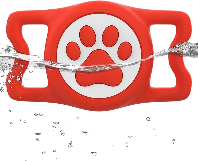 IP68 Waterproof Dog AirTag Holder for Dog Collar, Soft, Stretchy Silicone | Full-Body Protection, Easy Tool-Free Installation, Quiet, No-Dangle Fit, Lightweight, Fits Dog & Cat Collars of All Widths