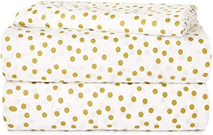 Heritage Kids 3-Piece Twin Sheet Set - Gold Dot Pattern, Soft and Cozy Bedding for Girls, Includes Fitted Sheet, Flat Sheet & Pillowcase, Durable and Easy Care
