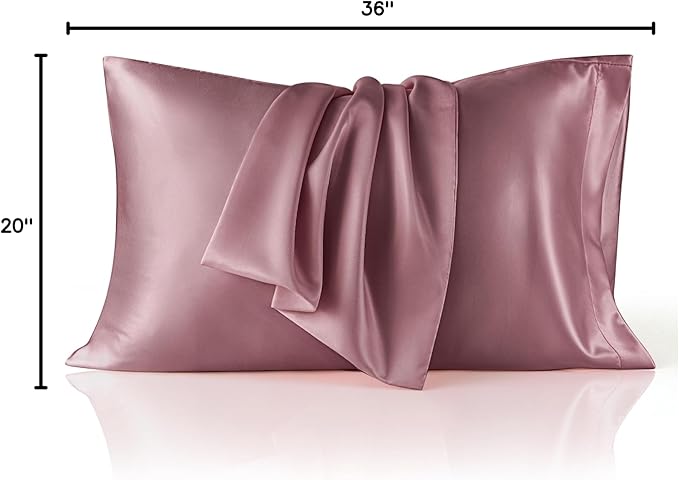 Bedsure King Size Satin Pillowcase Set of 2 - Nostalgia Rose Silky Pillow Cases for Hair and Skin with Envelope Closure, Similar to Silk Pillow Cases, Gifts for Women Men, 20x36 Inches, 2pcs