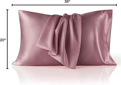 Bedsure King Size Satin Pillowcase Set of 2 - Nostalgia Rose Silky Pillow Cases for Hair and Skin with Envelope Closure, Similar to Silk Pillow Cases, Gifts for Women Men, 20x36 Inches, 2pcs