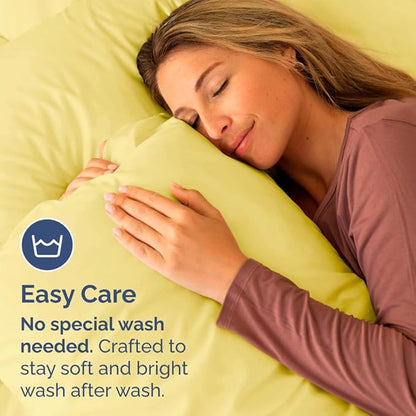Standard Pillow Cases Set of 2 - Ultra-Soft Hotel Quality Pillowcase Covers - Comfy & Wrinkle Free - Stain and Fade Resistant - Machine Washable Pillow Protectors - 2 Piece Set - Standard Yellow