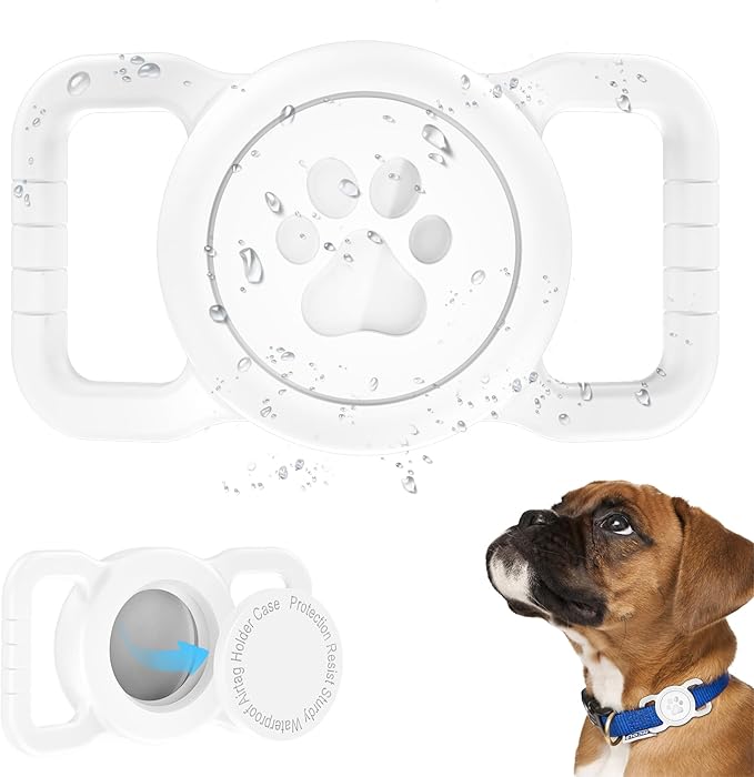 SANKALA Waterproof Airtag Holder for Dog Collar, White | Lightweight & Durable Silicone, For Apple AirTag, Reinforced Anti-Lost, Signal Friendly, for Apple AirTag(Gen 1 & 2)