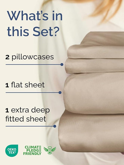 Extra Deep Twin XL Sheet Set - 4 Piece Breathable and Cooling Sheets - Hotel Luxury Bedding for Women, Men, Kids & Teens - Easy & Secure Fit - Soft, Wrinkle Free and Comfy - Extra Deep Pockets - Wheat