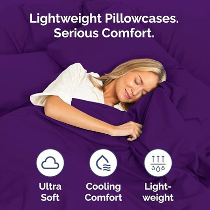 Standard Pillow Cases Set of 4 - Ultra Soft Hotel Quality Pillowcase Covers - Comfy Cozy Bedding for Women, Men, Kids & Teens - Machine Washable Pillow Protectors - 4 Piece Set - Standard Size Purple