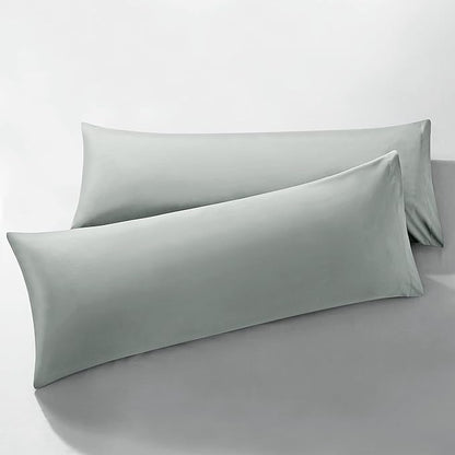 MILVOWOC 2Pcs Brushed Microfiber Body Pillowcases - 20 x 48 Inch, Silver Pillow Case Set Non Slip Envelope Pillow Cover with Moisture Absorption and Anti-Wrinkle