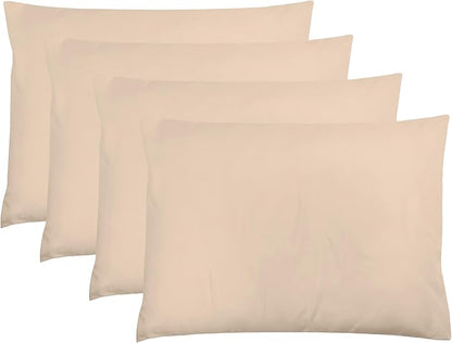 ZPECC Pillow Cases Queen Size Set of 4, 20x30 Envelope Closure Pillowcases, Soft Plain Brushed Microfiber Covers Hypoallergenic Breathable, Beige