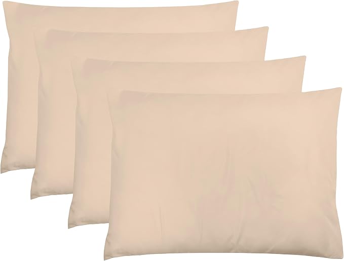 ZPECC Pillow Cases King Size Set of 4, 20x36 Envelope Closure Pillowcases, Soft Plain Brushed Microfiber Covers Hypoallergenic Breathable, Beige