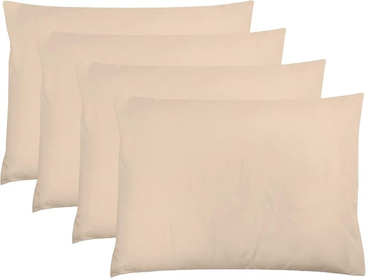 ZPECC Pillow Cases King Size Set of 4, 20x36 Envelope Closure Pillowcases, Soft Plain Brushed Microfiber Covers Hypoallergenic Breathable, Beige