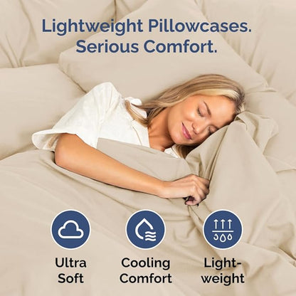 Body Pillowcases Set of 4-20x54 Long Body Pillow Case - Soft Body Pillow Cover for Sleeping & Side Sleepers - Comfy, Cozy Breathable & Fade Free - Machine Washable w/Envelope Enclosure - (Wheat)