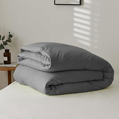 Cottonight Grey Comforter Sets Queen Dark Grey Comforter Queen Size Men Women Charcoal Grey Quilts Blanket Modern Solid Smoke Gray Bedding Comforter Set for Men Boys Adults