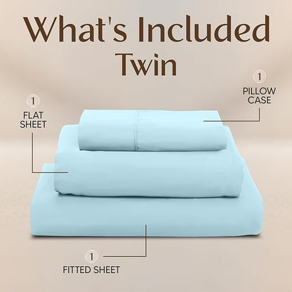 Utopia Bedding Twin Sheet Set – 3 Piece Bed Sheets for Twin Size Bed, Soft and Breathable Microfiber, Includes 1 Fitted Sheet, 1 Flat Sheet and 1 Pillowcase – Oeko Tex (Ice Blue)