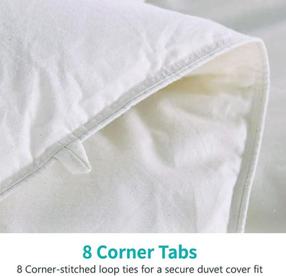APSMILE Lightweight Down Feather Fibers Comforter Oversized Queen, Cooling Duvet Insert for Warm Weather -100% Organic Cotton, High Fill Power Down Fibers Quilt Thin Summer Duvet (Ivory White, 98x98)