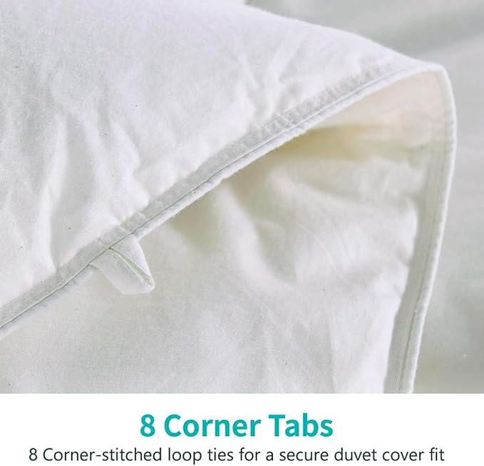 APSMILE Lightweight Down Feather Fibers Comforter Super King Size, Cooling Duvet Insert for Warm Weather/Hot Sleepers-Ultra Soft 100% Organic Cotton Cover, Fluffy Summer Duvet (Ivory White, 120x120)