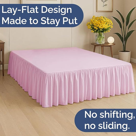 Bedskirt Queen Size Ruffle - 15 inch Drop Dust Ruffle Bed Skirt with Platform - Soft, Easy Fit, Premium Hotel Quality - Wrinkle, Fade & Shrink Resistant - for Women, Men, Kids and Teens - Light Pink