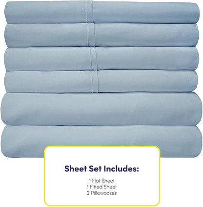 Twin XL Size Bed Sheets - 4 Piece 1500 Supreme Collection Fine Brushed Microfiber Deep Pocket Twin X-Large Sheet Set Bedding - 1 EXTRA PILLOW CASES, GREAT VALUE, Twin XL, Misty Blue
