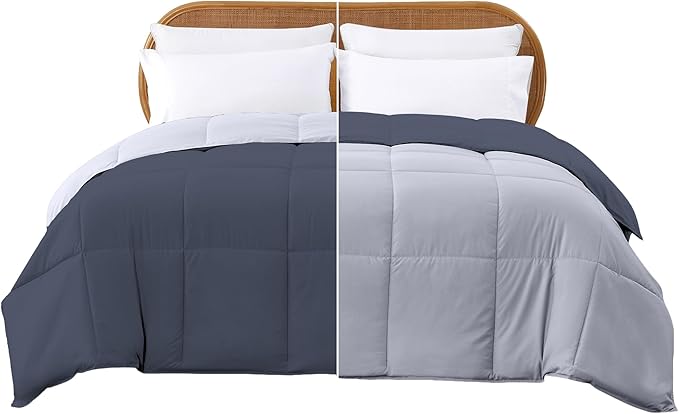 Modern Threads Down Alternative Reversible Comforter Denim/Cloud Blue King