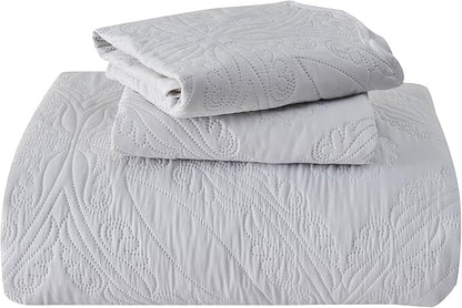 Kingnex Extra Wide Oversized King Bedspreads 128x120 for Tall King or Cal King Bed Ultrasonic Quilted Coverlet Set 3 Piece Include 1 Quilt 2 Pillowcases White