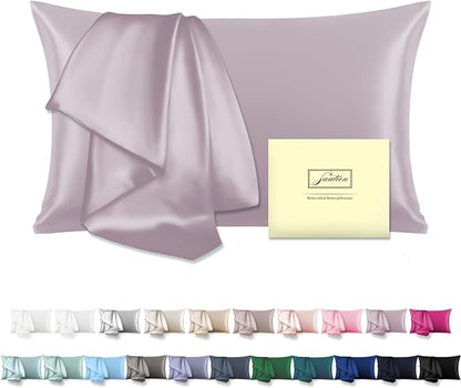 Natural Mulberry Silk Pillowcase for Hair and Skin Queen Size 20"X30" Pillow Case with Hidden Zipper Soft Breathable Smooth Cooling Silk Pillow Covers for Sleeping (Lavender,Queen,1Pcs)
