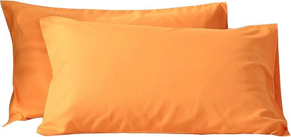 Evolive Ultra Soft Brushed Microfiber Standard Size 20"x30" Pillowcases Pair Set of 2 with Envelope Closure (20"x30" Standard, Orange)