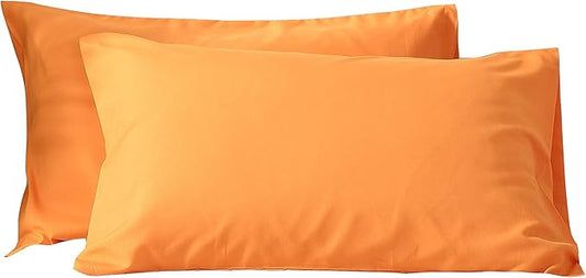 Evolive Ultra Soft Brushed Microfiber Standard Size 20"x30" Pillowcases Pair Set of 2 with Envelope Closure (20"x30" Standard, Orange)