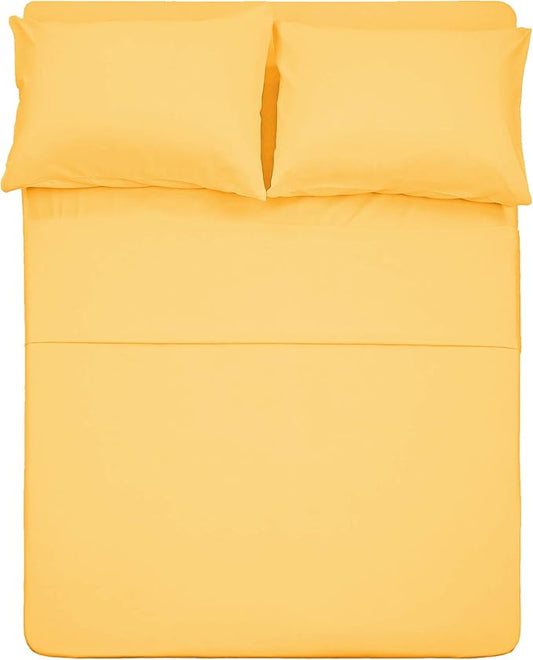 Best Season 1800 Thread Count Microfiber Fade Resistant Bed Sheet Set, 4 Piece, Full, Yellow