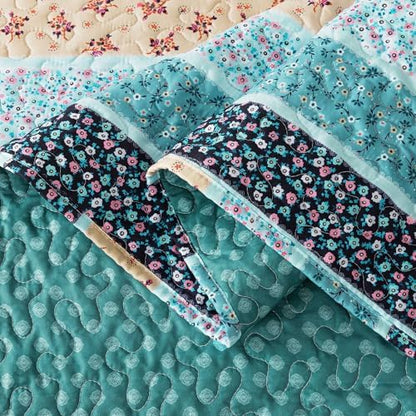 HoneiLife Quilt Sets Queen Size - 3 Piece Microfiber Quilts Lightweight Bedspreads Floral Coverlets Queen Quilt Bedding Sets for All Season Use