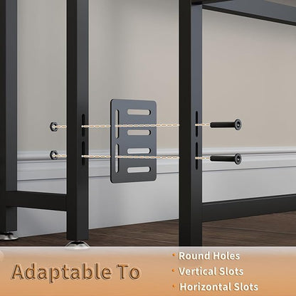 METYERRY Headboard for Queen Size Bed Frame with Storage, Height Adjustable, Headboards with Outlets, USB Ports, Type-C, LED Light, Sturdy and Stable Headboard, Black Oak,Bed Frame NOT Included