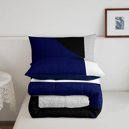 Erosebridal Watercolor Striped Comforter Set Full Size,Modern Graffiti Geometric Abstract Bedding for Adults Teens,Bohemian Simple Patchwork Quilt, Stripes Bold Lines Duvet Insert