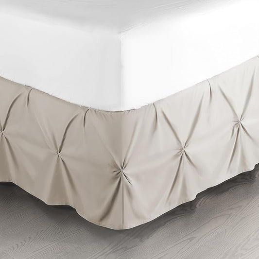 Nestl Linen Bed Skirt Queen Size, Pinch Pleat Queen Bed Skirt, 14" Inch Drop Queen Bedskirt, Hotel Quality Linen Bed Skirts, Premium Microfiber Bedskirt for Queen Bed, Linen Queen Bed Skirt