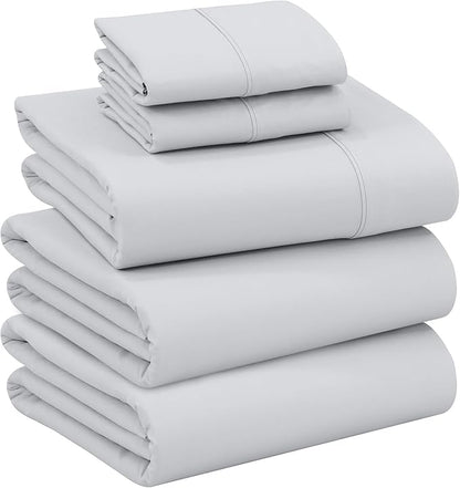 RUVANTI 100% Cotton Sheets – Split King Size Percale Bedding, Cooling & Breathable, Durable with a Crisp, Soft & Comfortable Feel, 16" Deep Pocket, 5-Piece Set, Quiet Gray
