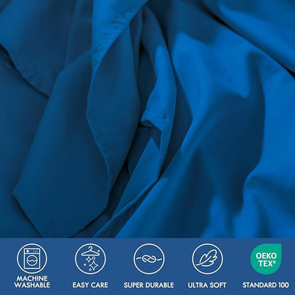 ClevaHome Sheets Twin Size Bed Set - 4 Piece Soft Breathable Luxury Bed Sheet Set - Shrinkage & Fade Resistant Embroidered Bedding Sheet with Deep Pocket, 2 Extra Pillowcases (Twin, Royal Blue)