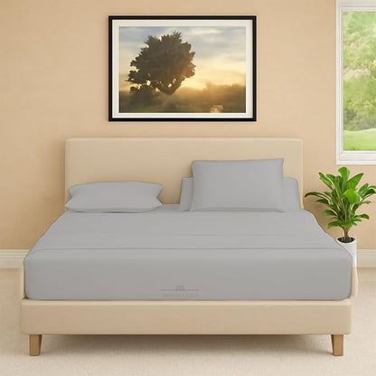Split Head Flex 1 Qty Fitted Sheet for Adjustable Bed, Queen 28" Split Down from The Top, 100% Egyptian Cotton 600 Thread Count, 18" Deep Pocket, Super Soft Wrinkle Free, Light Grey