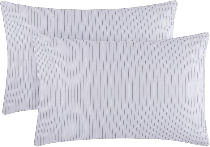 Mellanni Pillow Cases - Luxury, Extra Soft, Cooling Pillow Covers - 2 PC Iconic Collection Pillowcases - Envelope Closure (Standard/Queen 20" x 30", Pinstripe Gray)