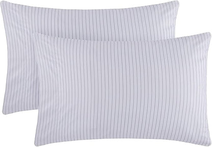 Mellanni Pillow Cases - Luxury, Extra Soft, Cooling Pillow Covers - 2 PC Iconic Collection Pillowcases - Envelope Closure (Standard/Queen 20" x 30", Pinstripe Gray)