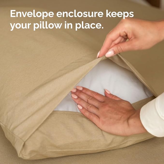 Body Pillowcases Set of 4-20x54 Long Body Pillow Case - Soft Body Pillow Cover for Sleeping & Side Sleepers - Comfy, Breathable & Fade Free - Machine Washable w/Envelope Enclosure - (Heathered Tan)