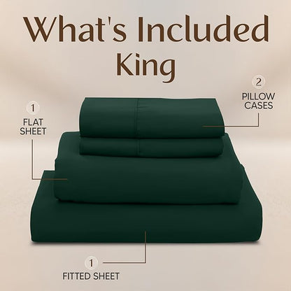 Utopia Bedding King Size Sheet Set – 4 Piece Bed Sheets, Soft and Breathable Microfiber, Includes 1 Fitted Sheet, 1 Flat Sheet and 2 Pillowcases – Oeko Tex (Emerald Green)